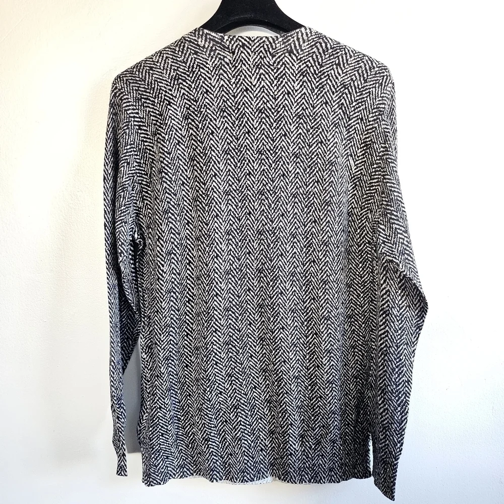 New Michael Kors Crystal Embellished Pullover Crewneck Black/White Sweater Small
